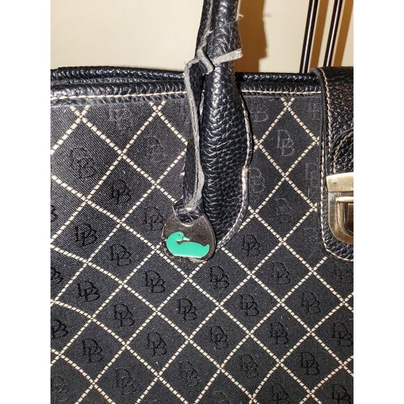 Dooney & Bourke Monogram Logo Canvas Leather Trim Shoulder Tote Bag - Picture 2 of 15
